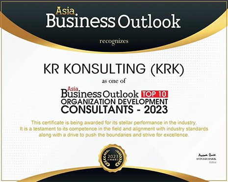 A certificate of recognition for kr konsulting
